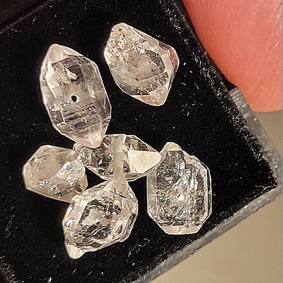 10x Natural Herkimer Diamond Pre-Drilled Beads Unisex Bracelet Jewelry Loose Gem - Picture 4 of 8